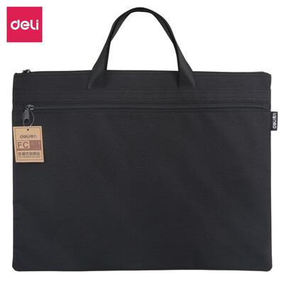 

Deli deli double-layer transaction bag zipper bag portable business conference bag 3929cm black 5840