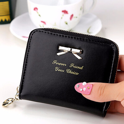 

Fashion Women Coin Purses Bow Knot Zipper Leather Wallet Money Card Holder Bag