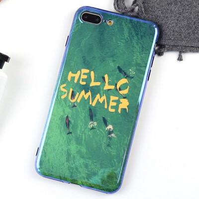 

GABOOM Cartoon Blu-ray Phone Cases For iPhone X Case For iPhone 7 6 6s 8 Plus Green Summer Fish Letter Pattern Soft Back Covers