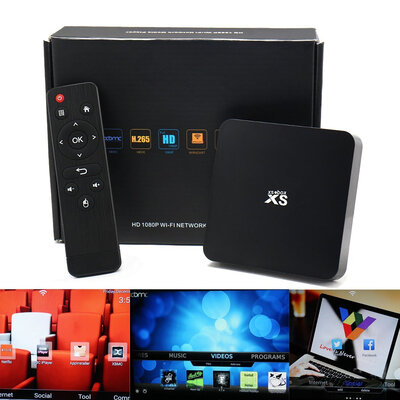 

Xsbox S805 - Android Smart TV Box Amlogic четырехъядерных процессоров 1 г / 8G 1080p сети Wi-Fi Xbmc Коди 14,0 H.265 Android 4.4 TV Player Черный