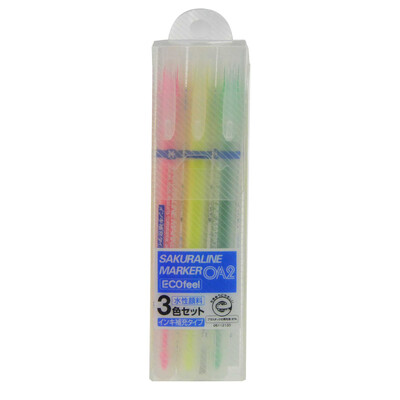 

Sakura Sakura Water-based Double-headed Fluorescent Marker 3-color Set VKT-3 Color Pen Painting DIY Greeting Card Japanese