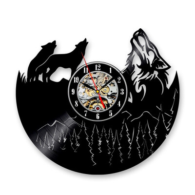 

Wolf Vinyl Record Wall Clock Animal Lover Gift Home Décor Vintage Style Wall Art