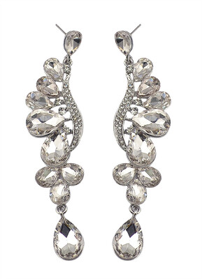 

Idealway New Fashion 5 Colors Clear Blue Black Purple Green Crystal Rhinestone Long Drop Earrings Women Jewelry