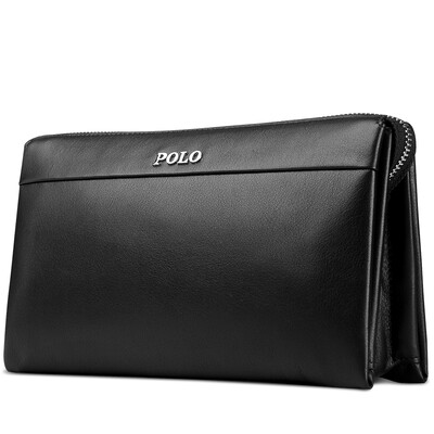 

POLO men business big capacity first layer leather handbag 030491 black wealthy