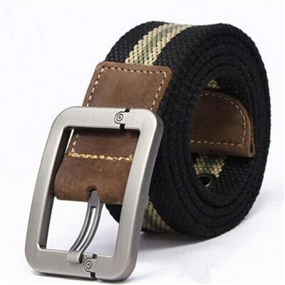 

HOT 2017 wholesale Real Solid brand Belt for Men Casual Striped belt Cinto mens Fashion Pin Buckle Canvas cowboy knitted Strap