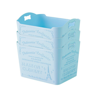 

JEKO&JEKO Plastic Storage Basket 4 Pack Snack Storage Basket Desktop Shelf Finishing Basket Multi-purpose Storage Basket Blue SWB-5214