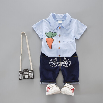 

baby boys summer clothes newborn children clothing sets for boy short sleeve shirts jeans cool denim shorts suit