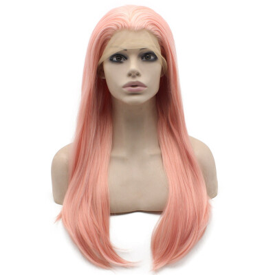 

Long Straight Lace Front Pink Party Wig Heat Resistant