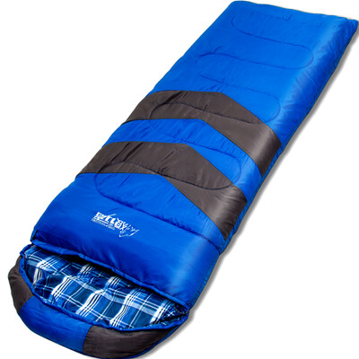 

Wolf walker outdoor sleeping bag hiking camping warm cold stitching single envelope thick cotton sleeping bag 135 blue