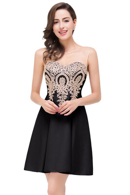 

2018 Keyhole Short Appliques A-Line Sleeveless Mini Homecoming Dresses