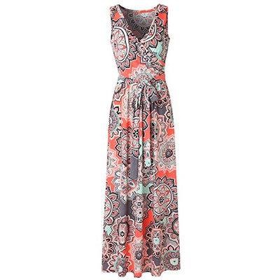 

Try Everything Women Summer Dress 2018 Cotton Bandage Women Long Dress Floral Print Elegant Casual Dress V Neck Womens Dress