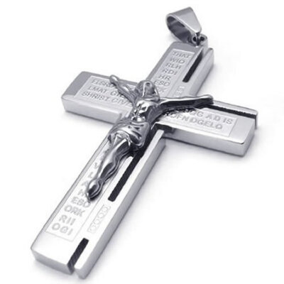 

Hpolw Mens&Womens Stainless Steel Casting sterling silver Jesus Crucifix/Cross Necklace Pendant,18-26 inch Chain,Christmas Gift