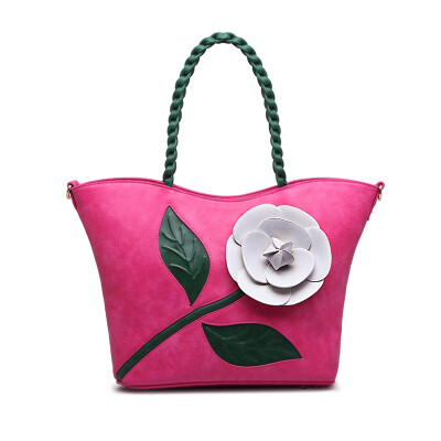 

Brand vintage women luxury handbags rose large flowers woven bag bride pretty shoulder bag lady tote bags large messenger bag