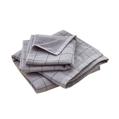 

iDouillet Black Plaid Muslin Gauze&Terry Cloth Pure Cotton Bath Towel Set Hand Towels Bath Towels Grey White Camel