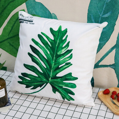 

Yuanyuan Nordic style green plant hug pillowcase sofa modern simple lumbar pillow office sofa car pillowcase without core