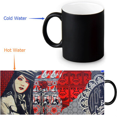 

Shepard Fairey Graffiti 350ml/12oz Heat Reveal Mug Color Change Coffee Cup Sensitive Morphing Mugs Magic Mug Milk Tea Cups