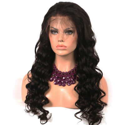 

T-top Hair Virgin Human Hair Lace Front Wig Deep Wave Human Hair Wig Swiss Lace Natural Black With Natural Hairline And Baby Hair