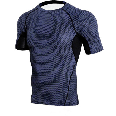 

Summer Mens Fashion Tight Tops Mens Sports Running Short Sleeves Fitness Quick-drying T-Shirts Elastic Training Breathable Sweat