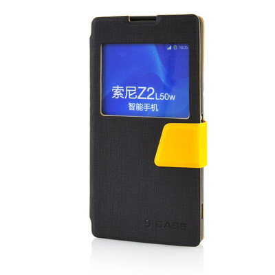 

MOONCASE View Window Leather Side Flip Pouch Ultra Slim Shell Back ЧЕХОЛ ДЛЯ Sony Xperia Z2 Black