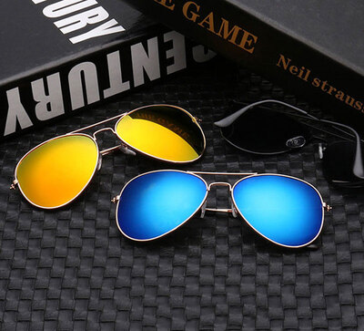 

Солнцезащитные очки классические Aviator UV400, серебристая оправа с белыми линзами