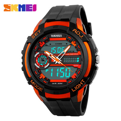 

Men Sport Watch Analog & Digital Dual Time LCD Alarm Stopwatch Waterproof Rubber Band Wrist Watch