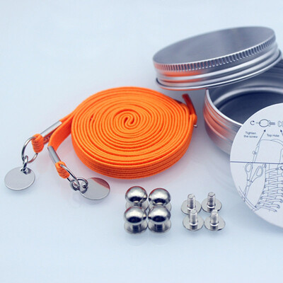 

JUP 3 Pairs High-grade Metal Box Packaging Lazy People Without The Strong Elastic Rubber Shoelaces Locking Shoes Laces Casual