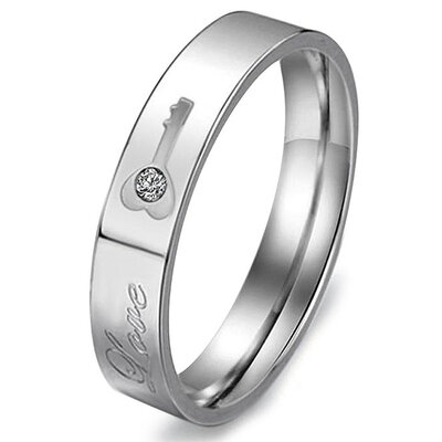 

Hpolw Best selling LOCK & KEY Engraving Couple Rings 316L Stainless Steel MenWomen Romantic Wedding Jewelry crystal ring