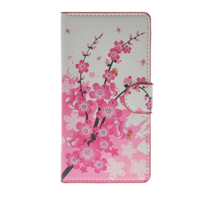 

MOONCASE Plum flower style Leather Side Flip Wallet Card Slot Stand Pouch ЧЕХОЛ ДЛЯ Sony Xperia Z4