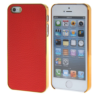 

MOONCASE Litchi Skin золото Chrome Hard Back чехол для Cover Apple iPhone 5 / 5G / 5S красный