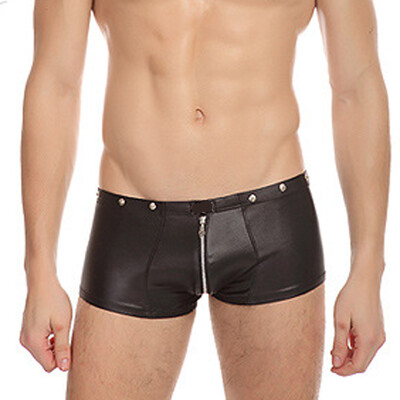 

Hot Charms Mens Underwear Faux Leather G-string Male Boxers Jockstrap Trunks Lingerie Front Zipper