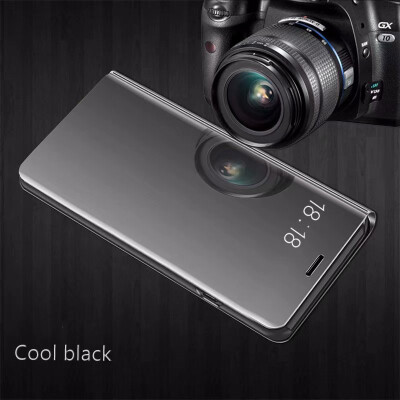 

Samsung Galaxy J7 Plus Luxury Slim Mirror Flip Shell Stand Leather Smart Clear View Window Cover Phone Case