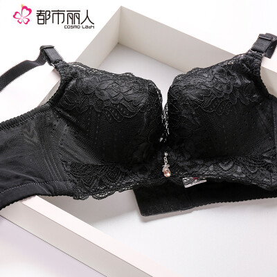 

Urban beauty embroidery no steel ring bra sexy lace gathered ladies bra underwear 2B6513 black 85C