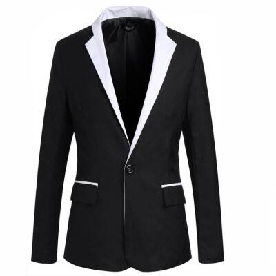 

Zogaa New Mens Suit Casual Slim Black And White Matching Color