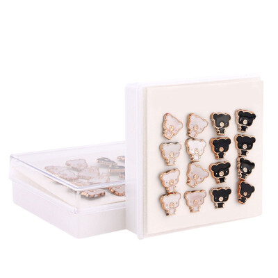 

1 BOX 8 Pairs New Fashion Alloy Bear Style Pattern Pierced Stud Earrings
