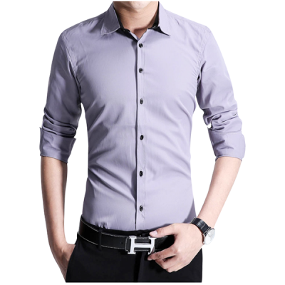 

Zogaa Spring New Mens Shirt Pure Color Long Sleeve Slim