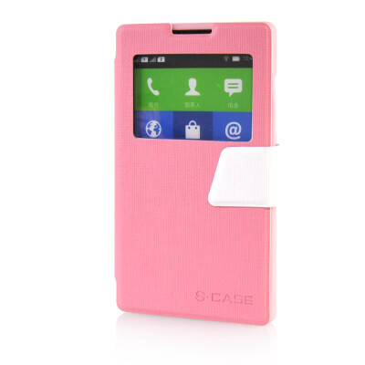 

MOONCASE View Window Leather Side Flip Pouch Ultra Slim Shell Back ЧЕХОЛ ДЛЯ Nokia XL Pink