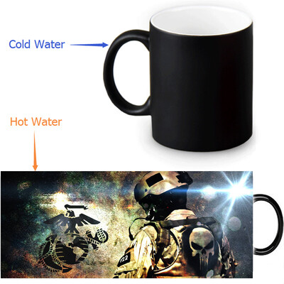

USMC 350ml12oz Heat Reveal Mug Color Change Coffee Cup Sensitive Morphing Mugs Magic Mug Milk Tea Cups