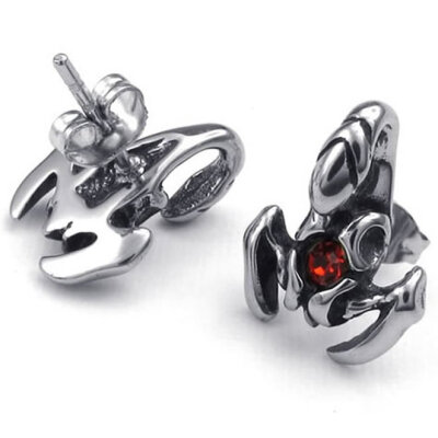 

Hpolw Mens Cubic Zirconia Stainless Steel Gothic Scorpion Stud Earrings, Red Silver