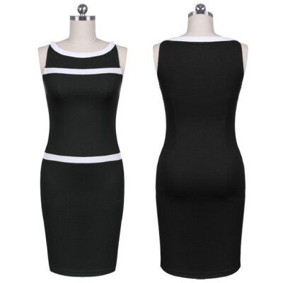 

Fashion Lady Women Slash Neck Sleeveless Pencil Dress Slim Cocktail Party Dress