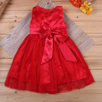 

New Girls Wear Sleeveless Cute Mesh Patchwork Bow Sweet Dress With Corsage