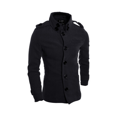 

Zogaa New Men' Wind Coat Stand Collar Epaulet