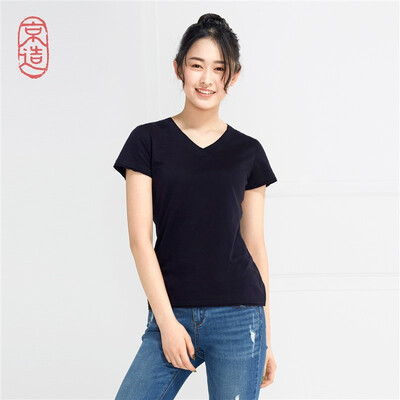 

JZAO Womens T-shirt with V-neck dark blue S
