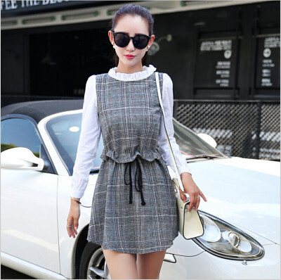 

Lovaru ™ 2015 new arrival women mini dresses patchwork striped plaid o-neck high quality fashion simple comfortable Cultivate