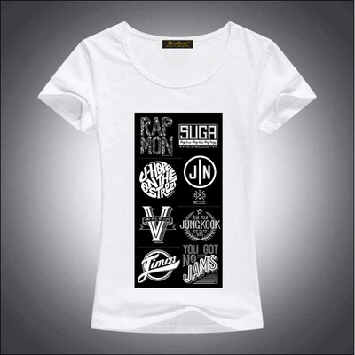 

HenReat High quality silk cotton white solid color short sleeve women BTS print T-shirt