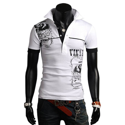 

CT&HF Men Leisure Fashion Silm Short Sleeve T-Shirt Korea Printing Lapel POLO Shirt Summer Hot Selling Handsome Personality Tops