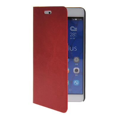 

MOONCASE Slim Leather Side Flip Wallet Card Slot Pouch with Kickstand Shell Back Case Cover for Huawei Honor 6X Red
