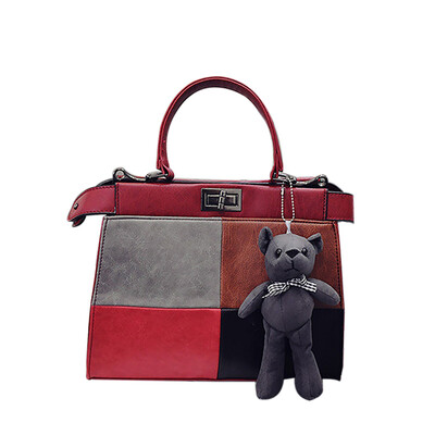 

New women handbag Korean version of stitching ladies leather handbag fashion shoulder tote bag large women messenger bag