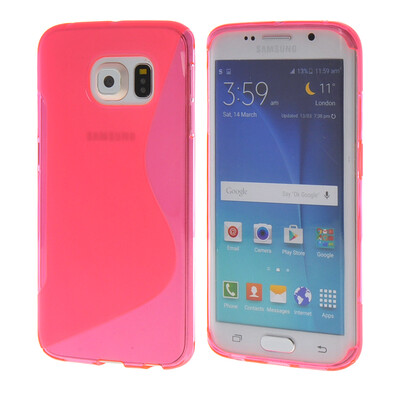 

MOONCASE  - Line Soft Silicone Gel TPU Flexible Shell Protective Case Cover for Samsung Galaxy S6 Edge Hot pink