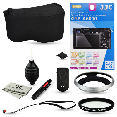 

JJC SM2E Sony A6300 A6000 + 16-50mm lens kit accessories camera bag + gold foil + hood + shutter remote control + UV filter + hot shoe cover + cleaning kit