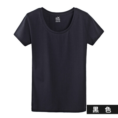 

Kangshu DaiShu solid color simple short-sleeved T-shirt ladies round neck Slim wild cotton bottoming shirt black S